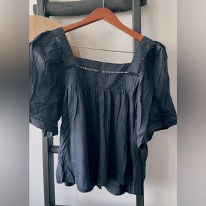 Banana Republic Black Blouse with Square Neckline
